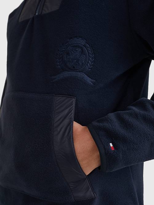 Tommy Hilfiger Crest Polar Fleece Relaxed Fit Hoodie Heren Blauw | TH690RJF