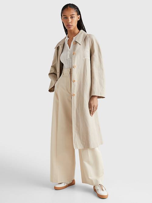 Tommy Hilfiger Crest Prep Relaxed Fit Chino Trench Jassen Dames Beige | TH148ROC