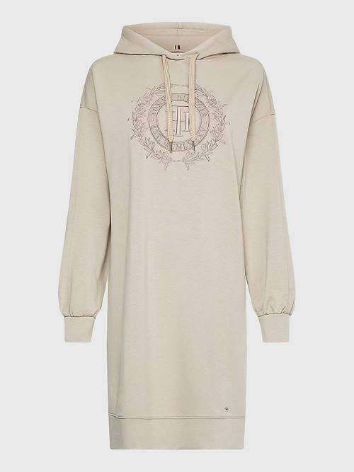 Tommy Hilfiger Crest Relaxed Jurken Dames Beige | TH469CQF