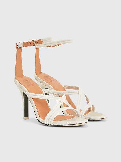 Tommy Hilfiger Crest Riemen High Heel Leren Sandalen Dames Wit | TH568OPA