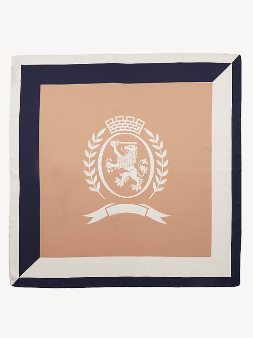 Tommy Hilfiger Crest Silk Square Sjaals Heren Beige | TH972QHO