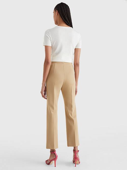 Tommy Hilfiger Crest Tailored Ankle Broek Dames Khaki | TH278RXB