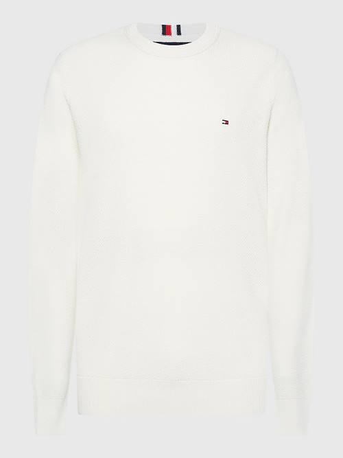 Tommy Hilfiger Crew Neck Jumper Truien Heren Wit | TH183DXZ