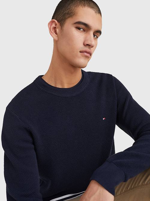 Tommy Hilfiger Crew Neck Jumper Truien Heren Blauw | TH250COG