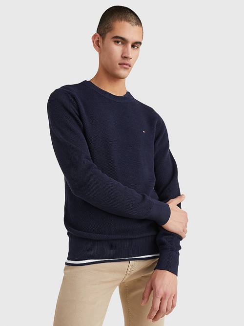 Tommy Hilfiger Crew Neck Jumper Truien Heren Blauw | TH250COG