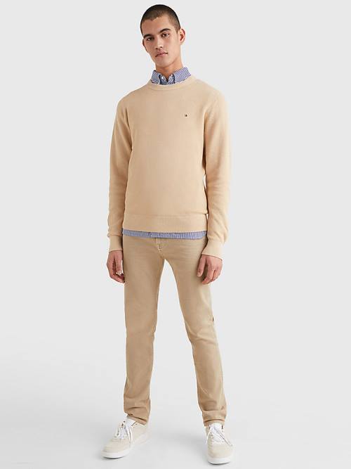 Tommy Hilfiger Crew Neck Jumper Truien Heren Beige | TH641BAP