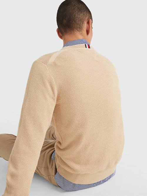 Tommy Hilfiger Crew Neck Jumper Truien Heren Beige | TH641BAP