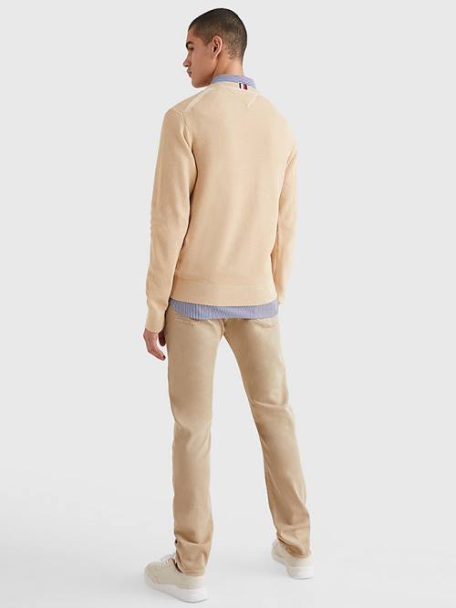 Tommy Hilfiger Crew Neck Jumper Truien Heren Beige | TH641BAP