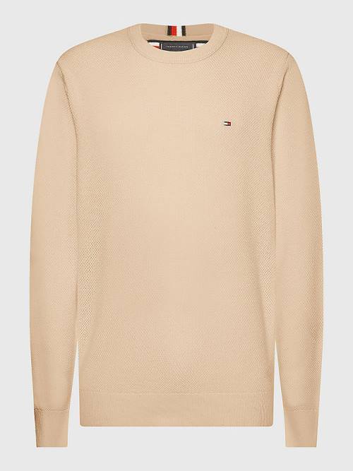 Tommy Hilfiger Crew Neck Jumper Truien Heren Beige | TH641BAP