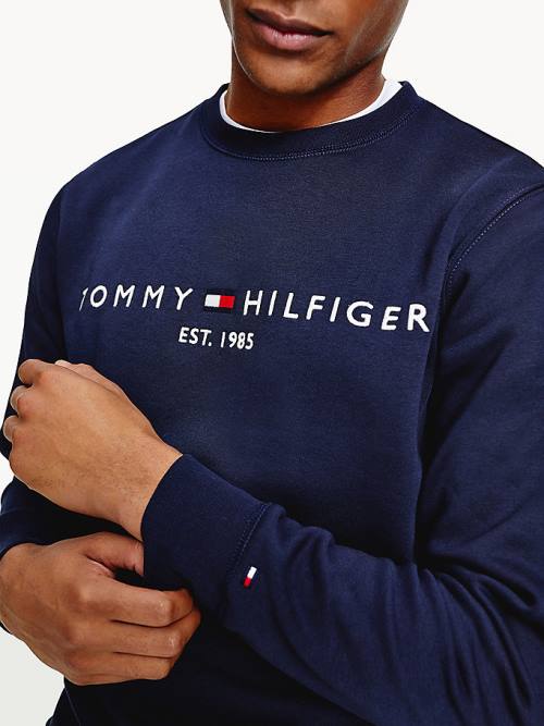 Tommy Hilfiger Crew Neck Logo Sweatshirts Heren Blauw | TH159JXQ