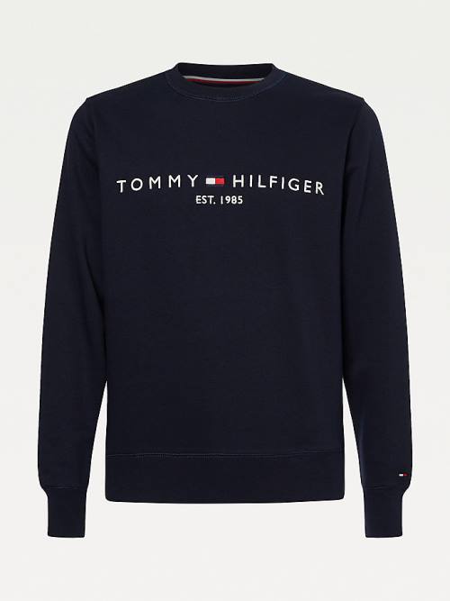 Tommy Hilfiger Crew Neck Logo Sweatshirts Heren Blauw | TH159JXQ