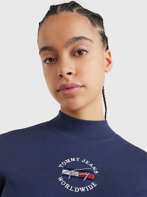 Tommy Hilfiger Cropped Fit Long Sleeve T-shirts Dames Blauw | TH519UFR