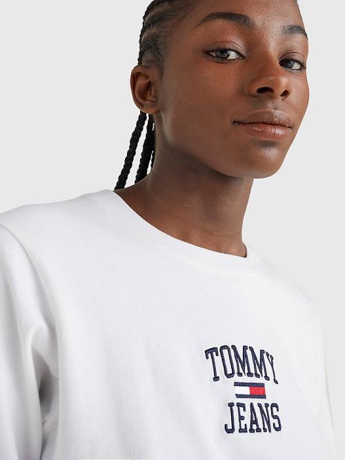 Tommy Hilfiger Cropped Logo Long Sleeve T-shirts Dames Wit | TH973GYI