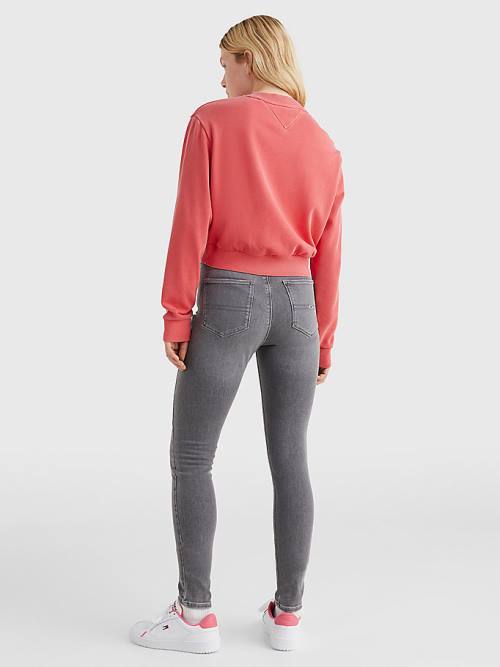 Tommy Hilfiger Cropped Logo Sweatshirts Dames Rood | TH132CTP