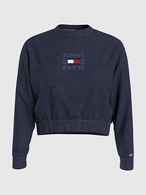 Tommy Hilfiger Cropped Logo Sweatshirts Dames Blauw | TH795QSW