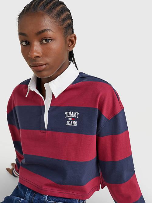 Tommy Hilfiger Cropped Organic Katoenen Long Sleeve Poloshirt Dames Rood | TH506CTU