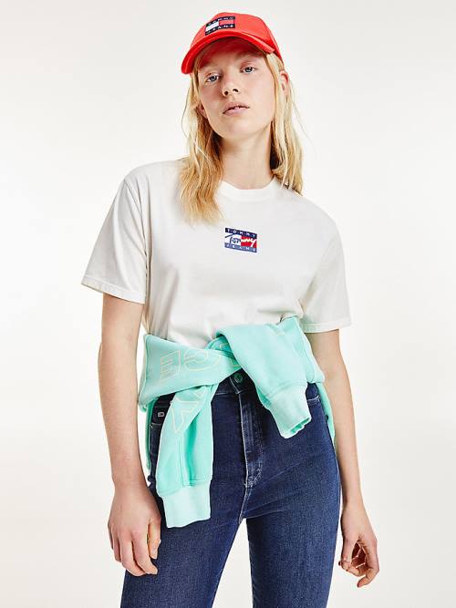 Tommy Hilfiger Cropped Pure Organic Katoenen Logo T-shirts Dames Wit | TH416THS