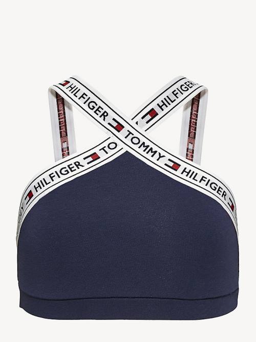 Tommy Hilfiger Crossover Stretch Katoenen Bralette Ondergoed Dames Blauw | TH752VPA