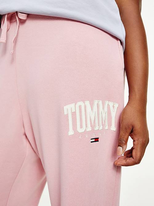 Tommy Hilfiger Curve College Tommy Badge Plush Joggers Broek Dames Roze | TH248XNC