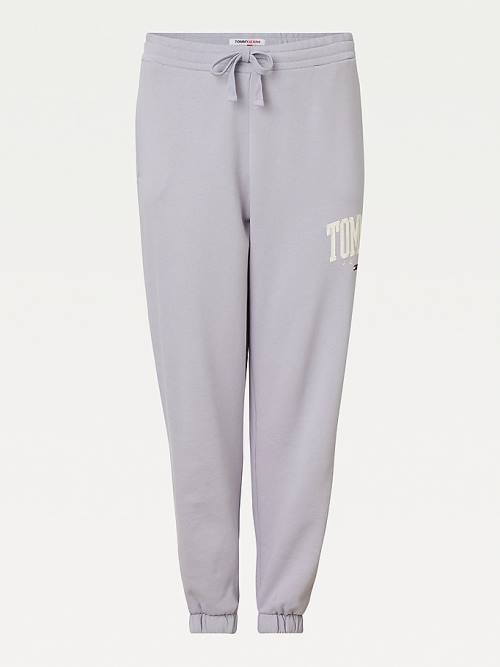 Tommy Hilfiger Curve College Tommy Badge Plush Joggers Broek Dames Paars | TH762ZWG