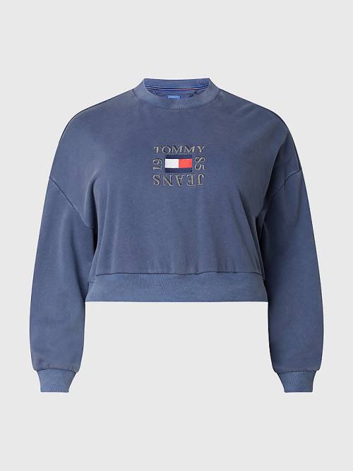 Tommy Hilfiger Curve Crop Logo Sweatshirts Dames Blauw | TH871UBY