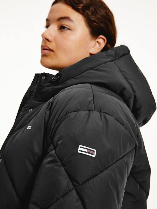 Tommy Hilfiger Curve Diamond Quilted Belted Puffer Jassen Dames Zwart | TH360GEJ