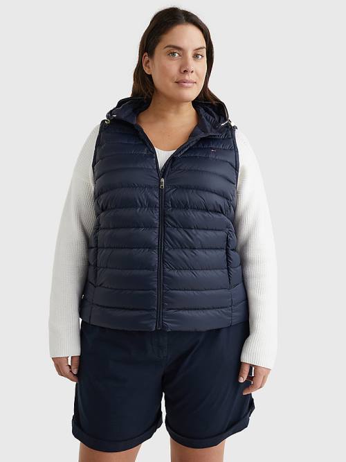 Tommy Hilfiger Curve Down-Filled Quilted Vest Jassen Dames Blauw | TH682PCS