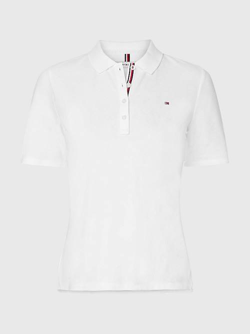 Tommy Hilfiger Curve Essential Placket Detail Poloshirt Dames Wit | TH327MHW