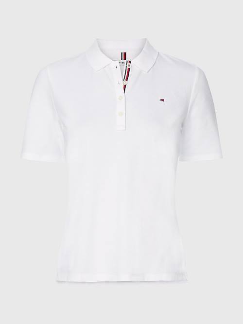 Tommy Hilfiger Curve Essential Placket Detail Poloshirt Dames Wit | TH327MHW