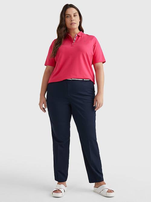 Tommy Hilfiger Curve Essential Placket Detail Poloshirt Dames Roze | TH384QFG