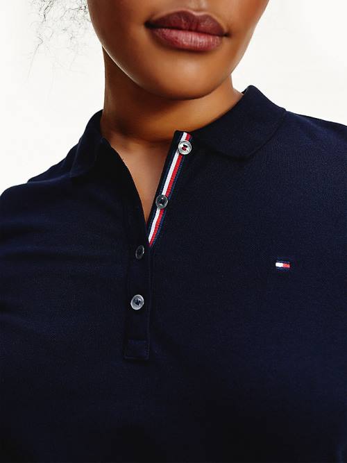 Tommy Hilfiger Curve Essential Placket Detail Poloshirt Dames Blauw | TH594DKJ