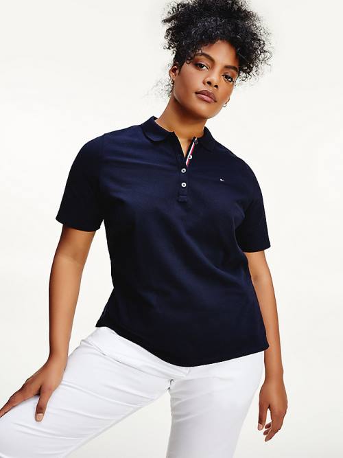 Tommy Hilfiger Curve Essential Placket Detail Poloshirt Dames Blauw | TH594DKJ