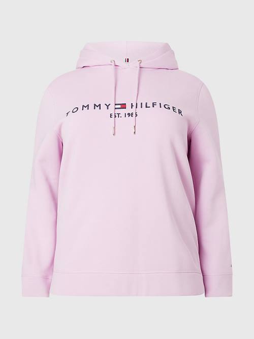 Tommy Hilfiger Curve Logo Drawstring Hoodie Dames Paars | TH160VOG