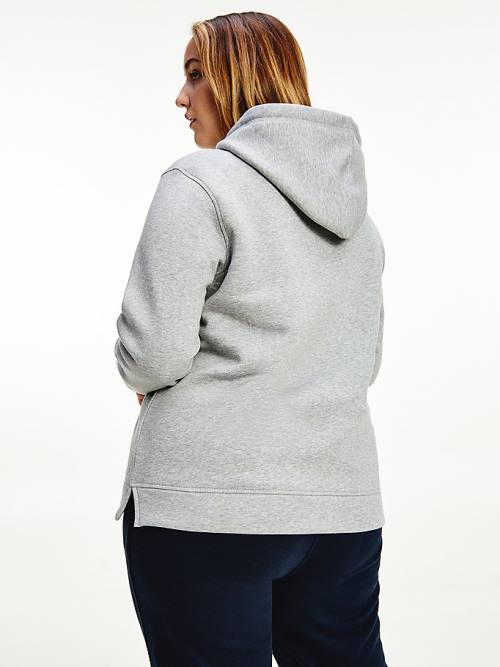 Tommy Hilfiger Curve Logo Drawstring Hoodie Dames Grijs | TH405KGB