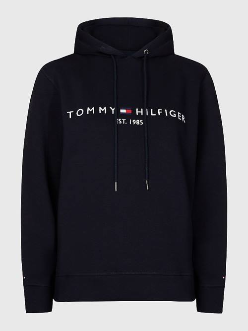 Tommy Hilfiger Curve Logo Drawstring Hoodie Dames Blauw | TH765QJC