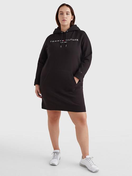 Tommy Hilfiger Curve Logo Jurken Dames Zwart | TH402ASO