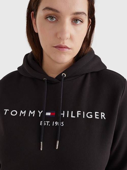 Tommy Hilfiger Curve Logo Jurken Dames Zwart | TH402ASO