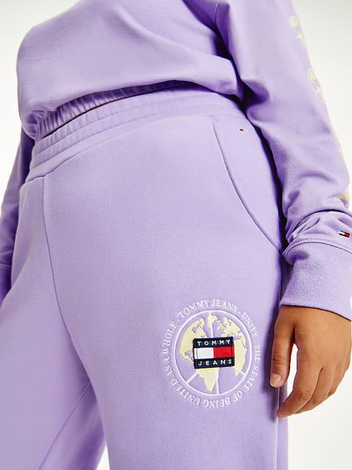 Tommy Hilfiger Curve Logo Recycled Katoenen Blend Joggers Broek Dames Paars | TH835NXB