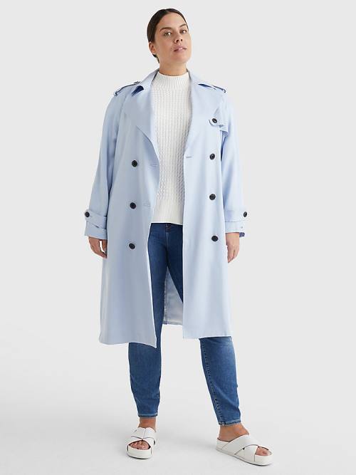 Tommy Hilfiger Curve Lyocell Trench Jassen Dames Blauw | TH876UHK