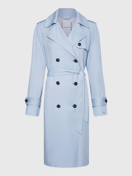 Tommy Hilfiger Curve Lyocell Trench Jassen Dames Blauw | TH876UHK