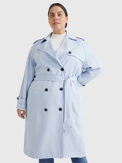 Tommy Hilfiger Curve Lyocell Trench Jassen Dames Blauw | TH876UHK