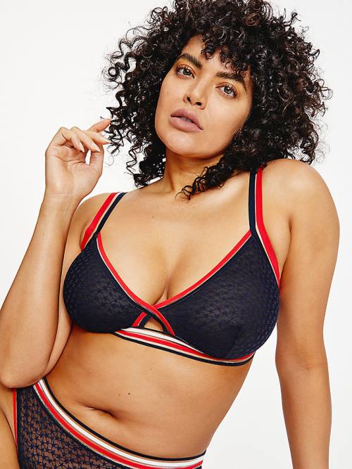 Tommy Hilfiger Curve Mesh Triangle Bralette Ondergoed Dames Blauw | TH468DCX