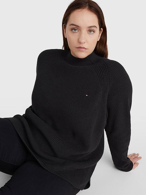 Tommy Hilfiger Curve Mock Turtleneck Organic Katoenen Knit Jumper Truien Dames Zwart | TH389GIO