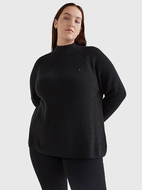 Tommy Hilfiger Curve Mock Turtleneck Organic Katoenen Knit Jumper Truien Dames Zwart | TH389GIO