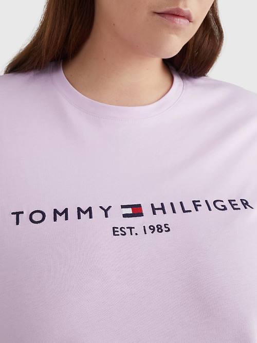 Tommy Hilfiger Curve Organic Katoenen Logo T-shirts Dames Paars | TH031KRT