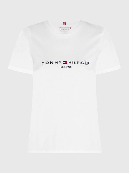 Tommy Hilfiger Curve Organic Katoenen Logo T-shirts Dames Wit | TH452KWR