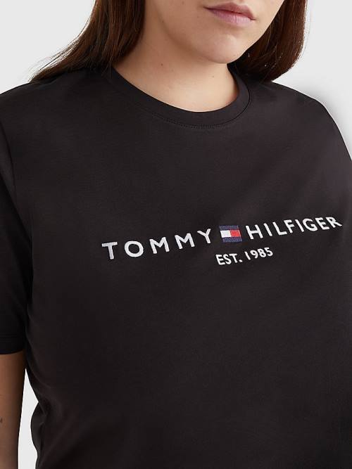 Tommy Hilfiger Curve Organic Katoenen Logo T-shirts Dames Zwart | TH658CKI