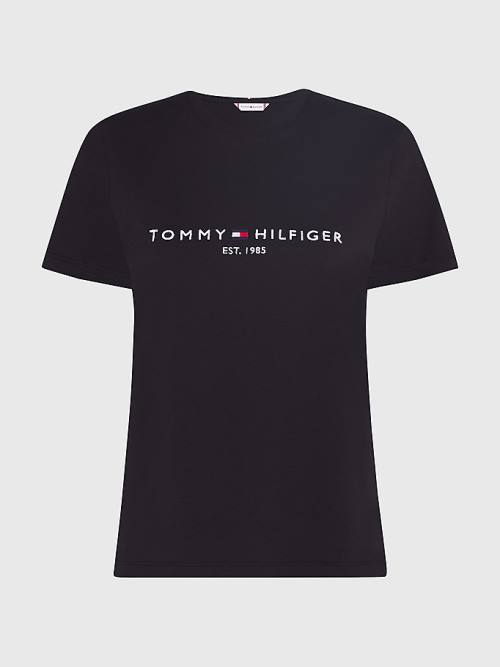 Tommy Hilfiger Curve Organic Katoenen Logo T-shirts Dames Zwart | TH658CKI