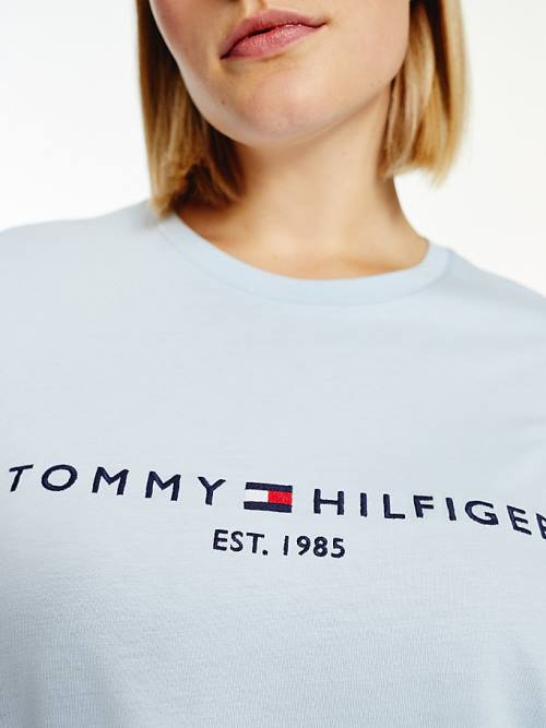 Tommy Hilfiger Curve Organic Katoenen Logo T-shirts Dames Blauw | TH850AQV