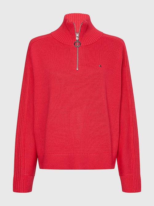 Tommy Hilfiger Curve Oversized Half-Zip High Neck Jumper Truien Dames Roze | TH013RZM